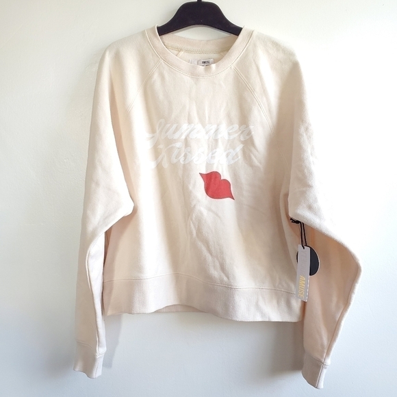 New Amuse Society Summer Kissed Pullover Cream Sweatshirt NWT Size Medium - Picture 6 of 11